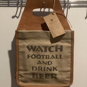 NWT Clea Ray “Watch Football and Drink Beer” 6 Pack Beer/Drink Caddy